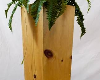 650 - Wood Vase w/ Faux Fern - 35" Tall
