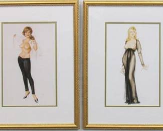 9050 - 2 PIN UP GIRLS BY ALBERTO VARGAS 14.5 X 19