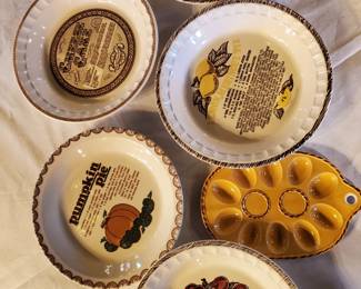vintage pie plates and egg plate