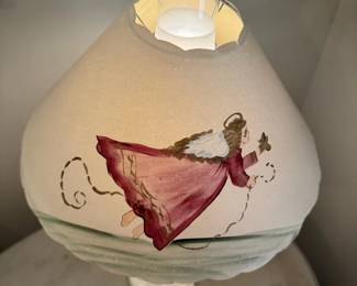 Angelic Shaded Hurricane Lamp with Painted Shade