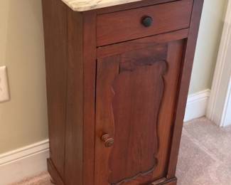 Victorian Style Marble-Top Bedside Cabinet