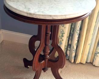 Marble Top Victorian Table On Wheels
