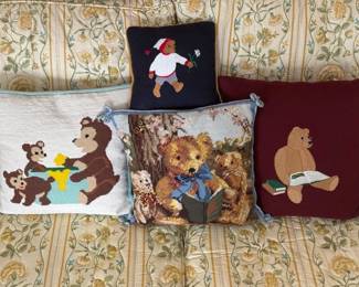 (4) Bear Embroidered Pillows