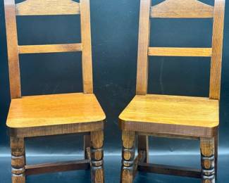 Wooden Doll Table & (2) Chairs