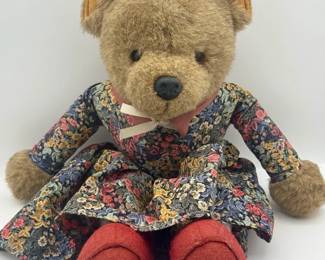 Rare VIntage Little Folk Tiverton Sitting Bear Plush Toy In Dress 14 “