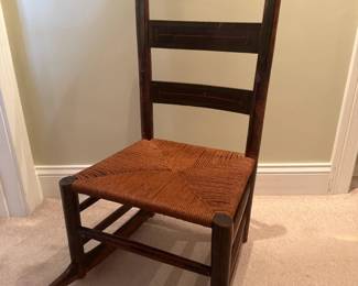 Small Wicker Seat Wooden Rocking Chair