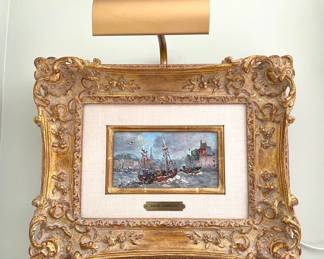 Authenticated Painting "Les Chalutiers Soertent de Honfleur" by Andre’ Hambourg