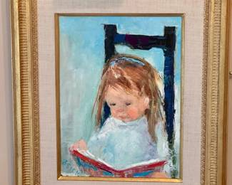 Original Mary Beich Painting “My Books” With Authentication
