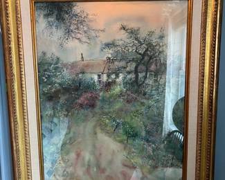 Large Authenticated Watercolor Painting by Bernard Gantner