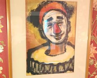 Framed Clown Home Decor 15” x 20”
