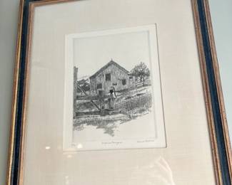 David Holmes “Virginia Farmyard” Original Signed Etching 7/50 & Authentication
