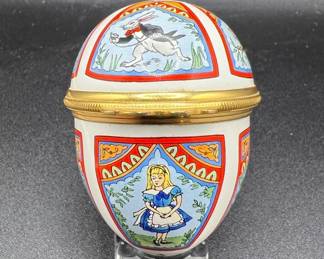 Alice in Wonderland Halcyon Days Enamel Easter Egg Trinket Box