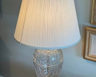 Mid-Century Leaf Motif Cut Crystal Lamp