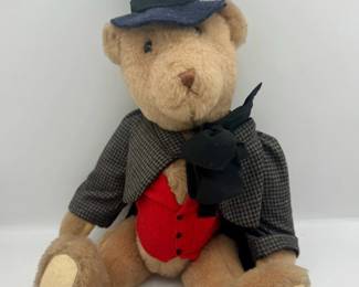 Vintage Jointed Teddy Bear In Victorian Clothes