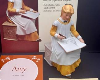 Amy From Little Women Hand Painted Franklin Porcelain Figurine By Tasha Tudor