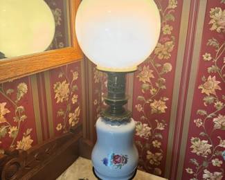 Lovely Tall And Thin Floral Hurricane Lamp