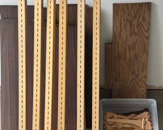 Metal Post Track Buildable Shelf With Wood Shelves