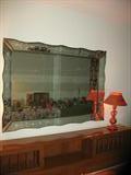 1940's Hollywood Regency Scalloped/Beveled Mirror.