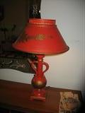 Pair of Rare Red Tollware Lamps.