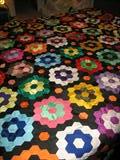 1960's Multi-Color Hexagonal King Size Quilt,with Brillant Colors.