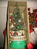 1950's Bottle Brush Musical Christmas Tree,with Original Box.