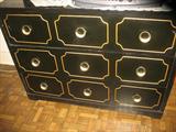 Fab Black/Gold Dorothy Draper Style Mini Chest of Drawers