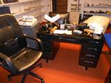 Rabbi's Desk.Black Wood Laminated Top by Huntington
Chair Corporation,Huntington W.Va.
Several Items including Megillah (book of esther).