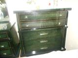 Mid Century Tall Chest/Glass Top.
No furniture maker on any of the pieces!