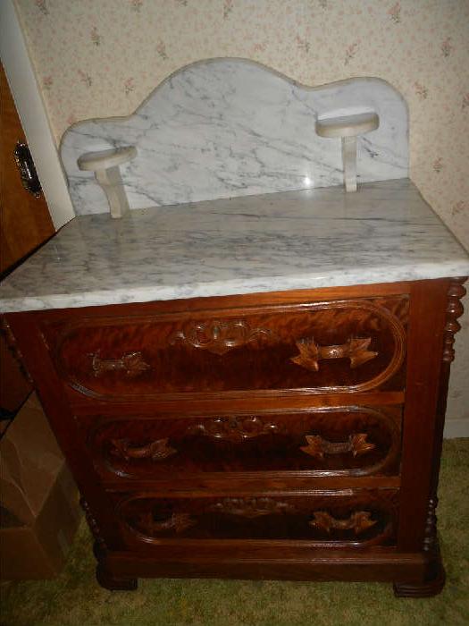 Victorian Marble Top with Candle Stands,Wash Stand