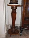 Antique Quarter Sewn Oak Pedestal/Marble top