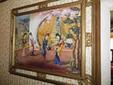 GORGEOUS Ornate Oriental Hand Painted, Reversible Glass.
Ornate Frame.