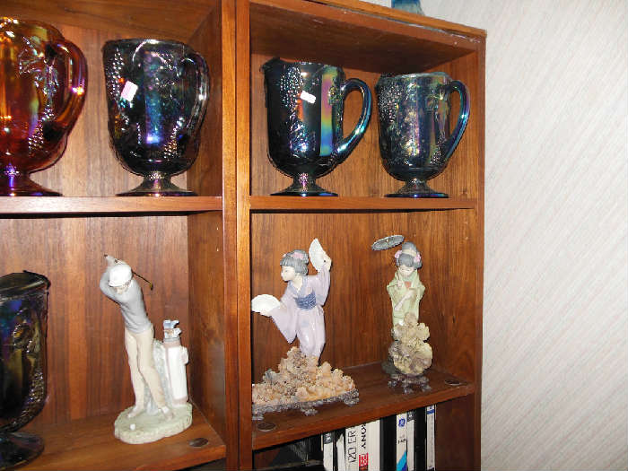all 3 Lladros have sold.but the Harvest Blue Carnival Glass is for sale.
