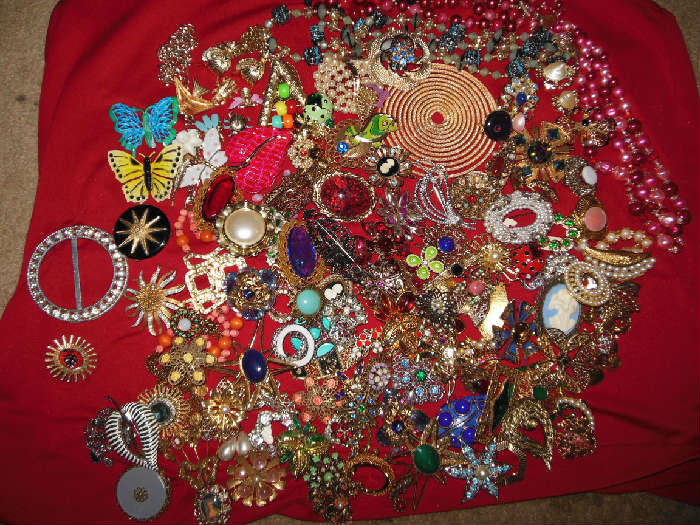 Pins, Necklaces.LOTS OF COSTUME (more not pictured!!)