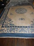 Blue/White 100% Wool, Silkblend Tufted.