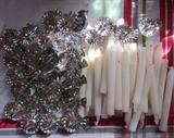Victorian metal Christmas tree candle holders & candles.