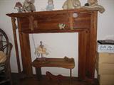 Gorgeous Antique Cherry Wood Fretwork Mantel