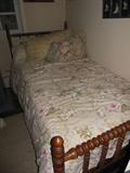 Antique Solid Oak Spindel Twin Bed.Head Board/Foot Board/Rails