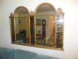 Italian Ornate Gilded Double Arch Mirror
with Smoky Side Panels