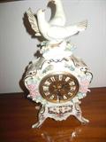 Love Bird Ornate Clock Mediflor Made in Spain Vallencia Porcelain