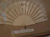 Framed Wedding Fan July 1881..Ostrich Feathers,Embroidered on Silk