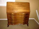Solid oak drop front desk with bottom drawers