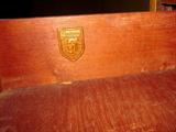 Solid oak drop front desk with bottom drawers