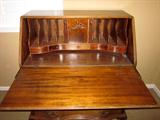 Solid oak drop front desk with bottom drawers