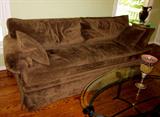 Chocolate brown pillow back sofa
