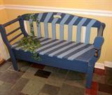 cute painted bench - seat lifts for storage