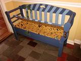 cute painted bench - seat lifts for storage