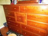 Solid Cherry Wood Thomasville "Impressions" Dresser with Beveled Glass Mirror