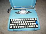Vintage Baby Blue Smith Corona Cougar 2 Portable Typewriter with Case