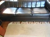 Mid Century Black Leather Sofa Sleeper