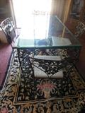 Woodard Wrought Iron Beveled Glass Patio Table with 4 Chairs